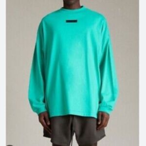 NWT  Fear of God Essentials Mint Green Pullover Hoodie, Med.